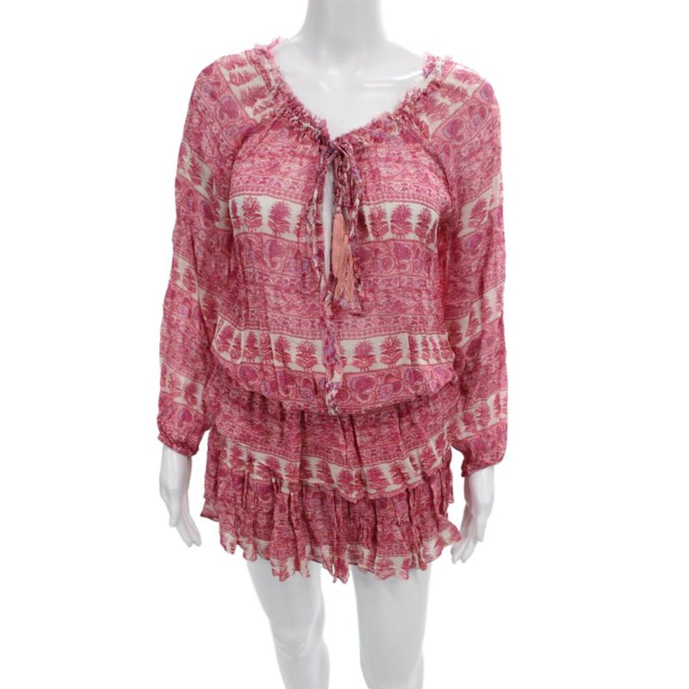 Love Shack Fancy Womens Blouson Pink Long Sleeve Knee Length Dress Size 2